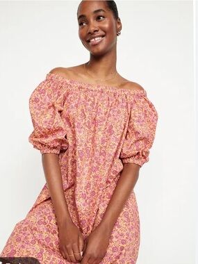 Old Navy Floral Off-Shoulder Mini Swing Dress